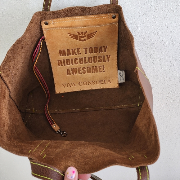 Consuela Breezy East/West Magdalena Pebbled Brown Leather Tote Bag - Picture 6 of 6